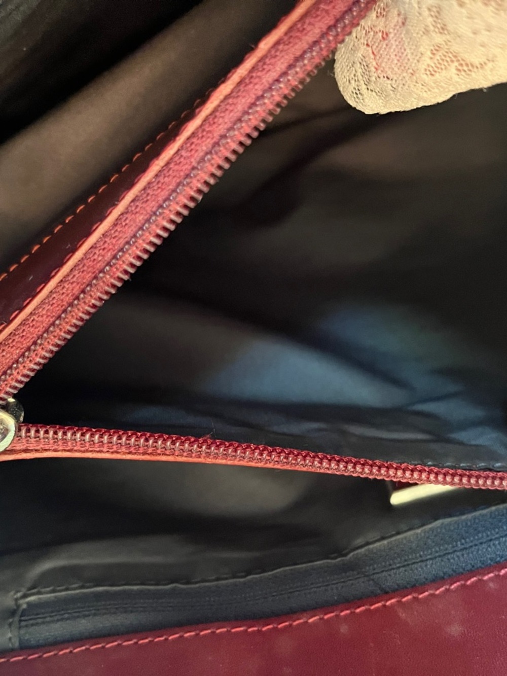 Cole Haan RARE Vintage Luxury Burgundy Red Haircalf Medium Satchel Tote (GUC) - Picture 16 of 17